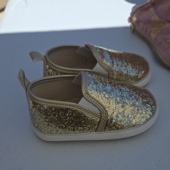 Gold Glitter Kids Slip-On Shoes - Picture 2 of 4